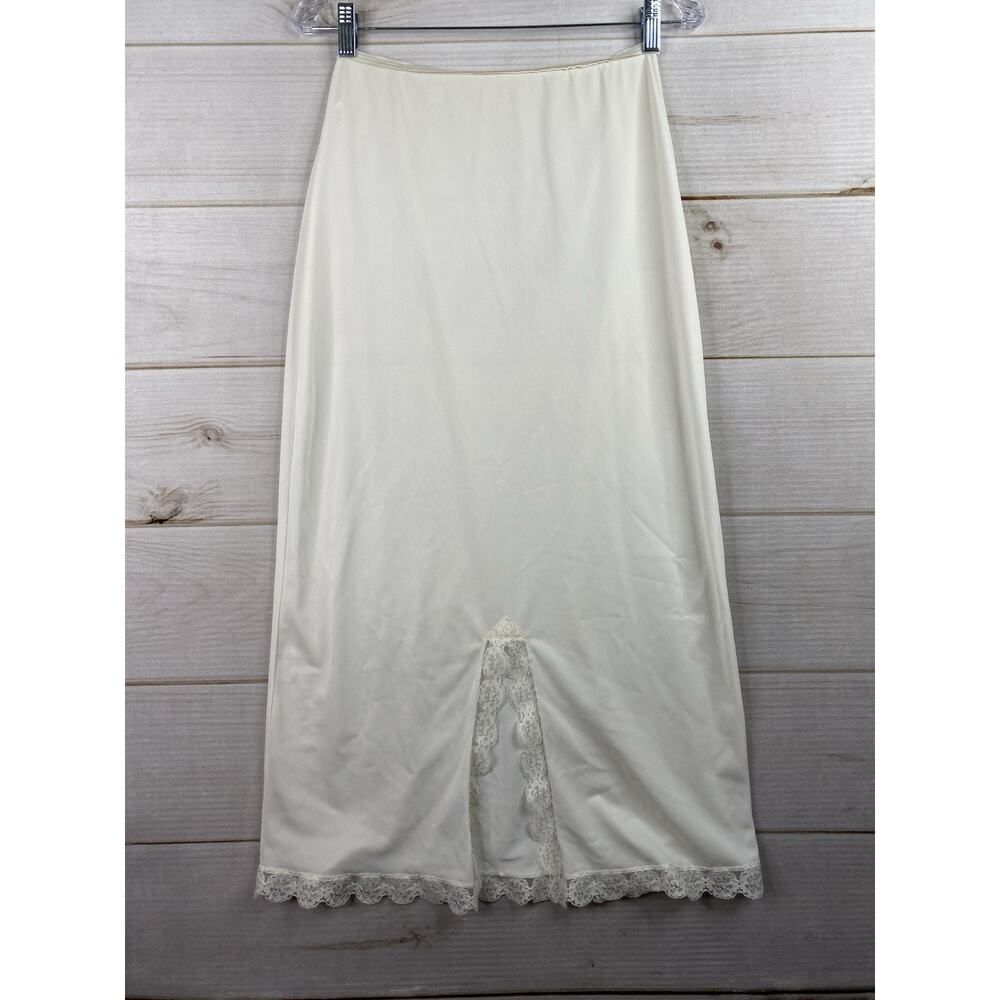 Vtg Lorraine Half Slip Sz S Ivory Feminine Cottage Embroidered Lace Trim Long